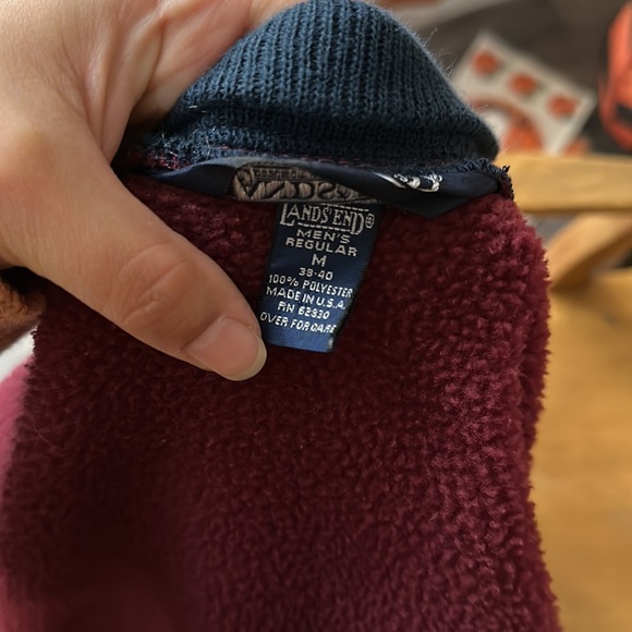 Vintage Lands End Fleece Bomber Jacket - Picture 3 of 8